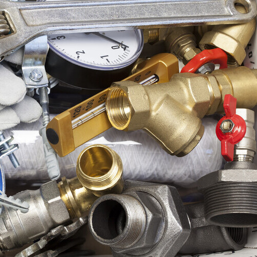 various plumbing and heating system parts