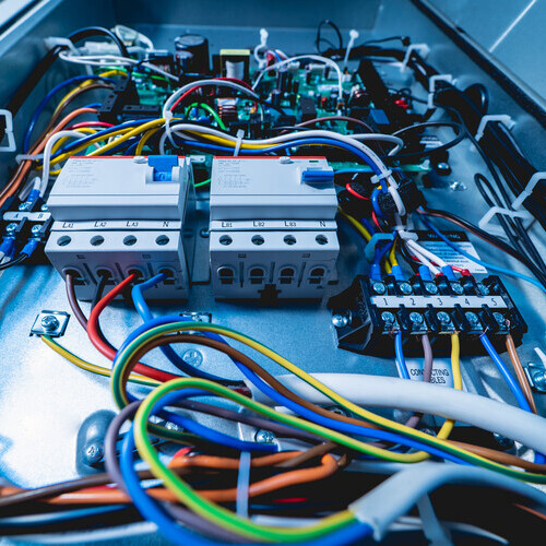 close-up of a circuit control board