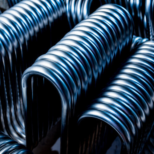 close-up of metal coil pipes