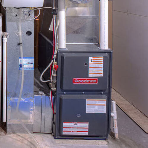 gas furnace sitting in a utility room